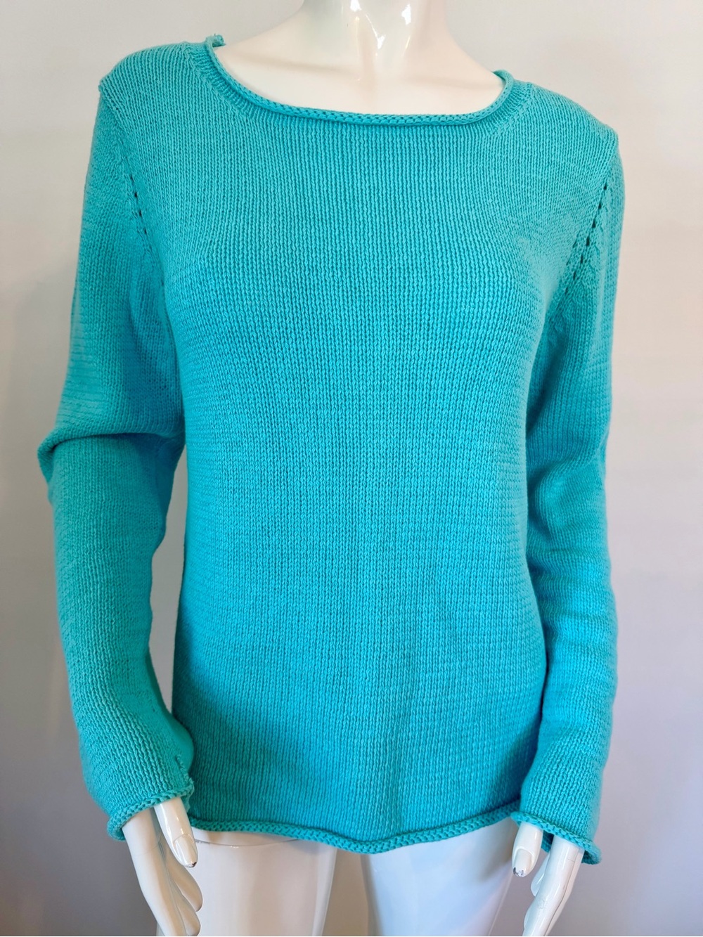 Vintage Lilly Pulitzer Knit pullover Boatneck Sweater Turquoise Size S